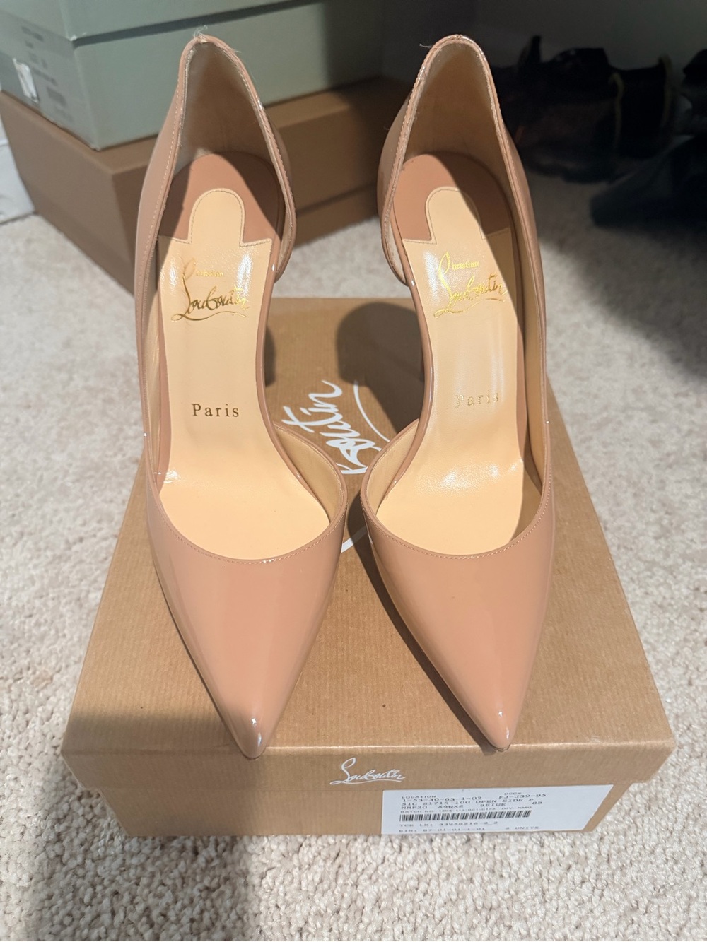 Christian Louboutin Nude Patent Pigalle 100 Pumps